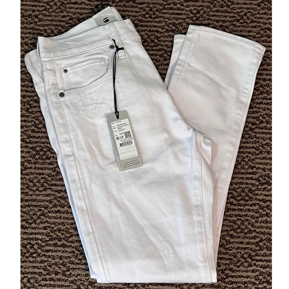 G-Star Raw 3301 Slim Jeans Paper White Destroyed 51001-D552-H155 32x30